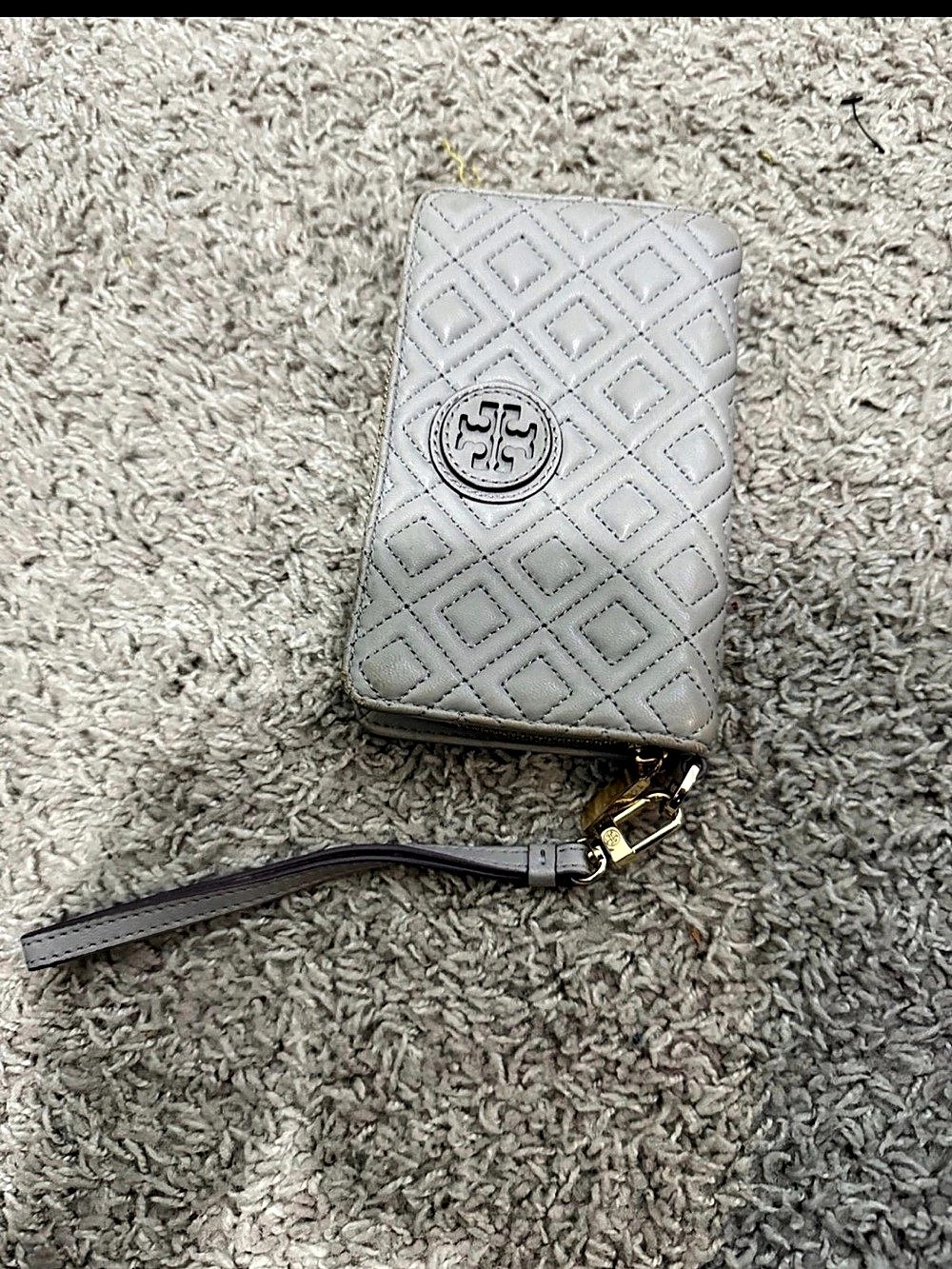 Tory Burch Fleming Zip Continental Wallet Gray Wristlet